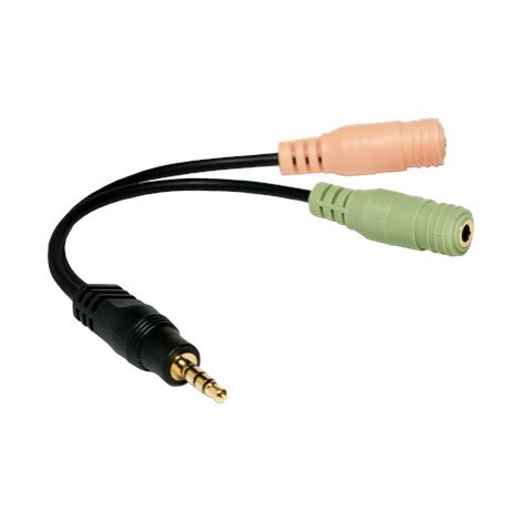 Logilink | Audio adaptor | Mini-phone 3.5 mm 4-pole | Male | Female | Mini-phone stereo 3.5 mm | Black